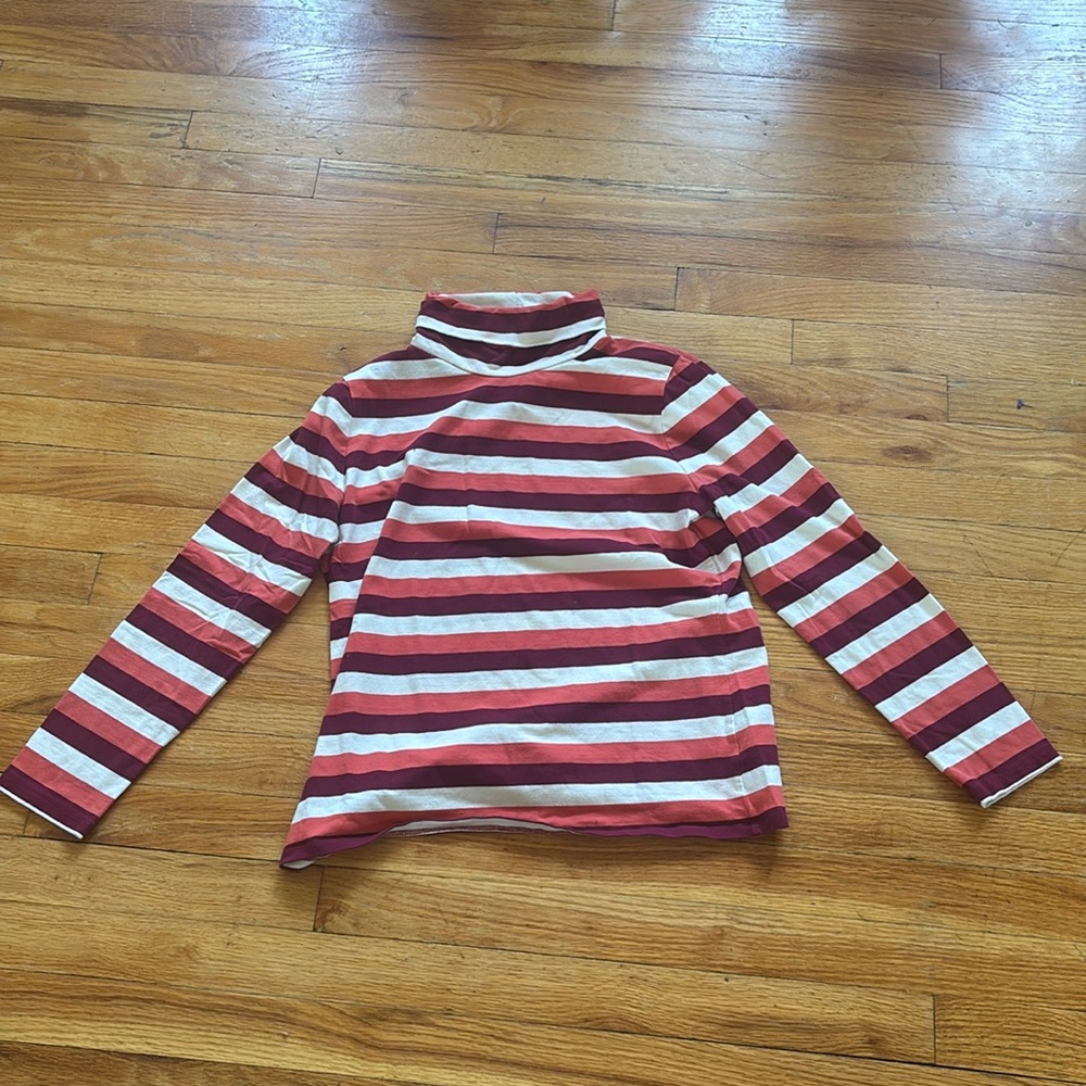 Talbots Striped Cotton Blend Turtleneck Top